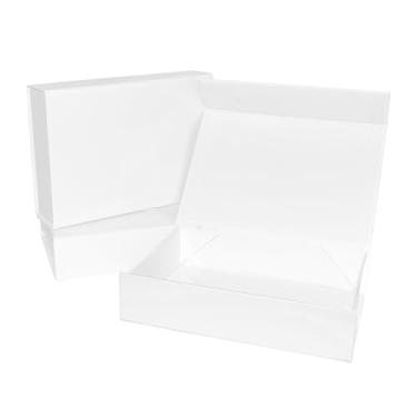 Imagem de ModParty Caixas de presente magnéticas brancas brilhantes – Embalagem DIY para lembrancinhas, kits de festa ou decoração personalizada – 18,4 cm x 13,3 cm x 4,4 cm, embalagem plana, vazia (3)