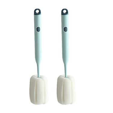 Imagem de Escova macia para mamadeira – 2 peças é macia e fácil de limpar, pode remover eficazmente o resíduo de manchas na parte inferior do copo (azul)
