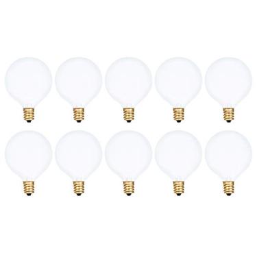 Imagem de Simba Lighting Pequena lâmpada redonda G16.5 40W E12 base de candelabro (pacote com 10) para lustre, luz do ventilador de teto, luzes decorativas de camarela, arandela de parede, vidro fosco 120V, 2700K branco quente regulável