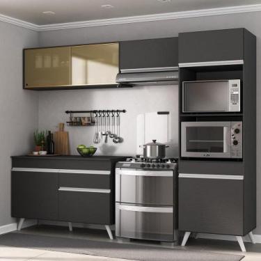 Imagem de Armário De Cozinha Compacta 4 Peças Veneza Preto - MULTIMOVEIS