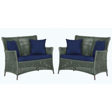 Imagem de 2 Sofás área Externa Igapó Alumínio Marrom Corda Náutica E10 Verde