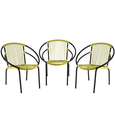 Imagem de Conjunto Com 3 Cadeiras Eclipse De área, Cor Amarelo