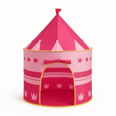 Imagem de Barraca Infantil Castelinho Princesa, Rosa, 105cm x 135cm, Tecido Sintético, para Uso Interno e Externo, Decorativa com Coroas, a Partir de 2 Anos