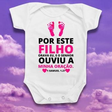 Imagem de Body Bebê Por Este Filho Orava Eu Oração Samuel Rosa Menina - Borizinh