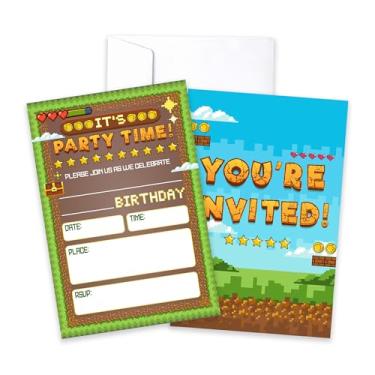 Imagem de CLIRBE Convites de festa de aniversário de jogos, convites de aniversário engraçados para irmão irmão meninos adolescentes, 20 cartões de convites com 20 envelopes, lembrancinhas de artigos de festa