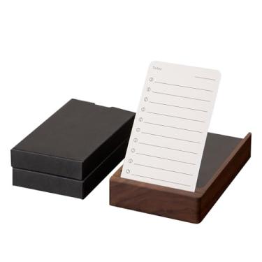 Imagem de muso wood Agenda diária com suporte de nogueira – 100 cartões para fazer – Bloco de notas diário sem data para acessórios e suprimentos de mesa, maior produtividade, acessórios de escritório de