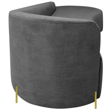 Imagem de Divã Recamier Orgânico França 220cm Lado Dir Pés Metal Dourado Bouclé Cor Cinza