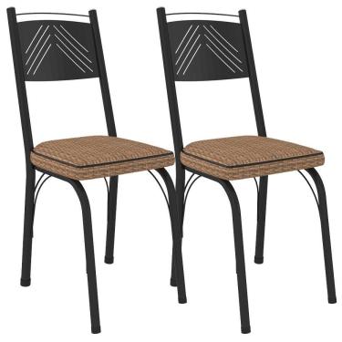 Imagem de Kit 2 Cadeiras Tubular Europa 151 Preto Assento Rattan Artef Rattan