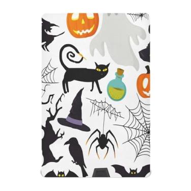 Imagem de JUZIHAI Lençol de berço de Halloween para meninos e meninas, Halloween Boo Teia de aranha macio elástico respirável para berço padrão e cama infantil, 132 x 71 cm