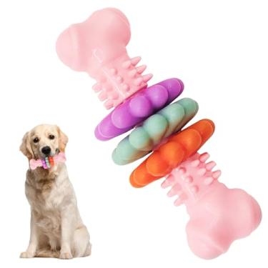 Imagem de huoflame Brinquedos de mastigar filhotes para dentição, brinquedo durável para mastigar cães agressivos, brinquedo de osso de borracha TPR resistente para cães pequenos e médios, limpeza de dentes e