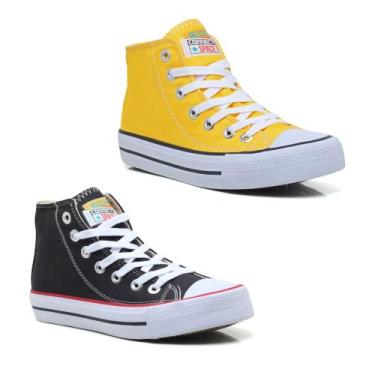 Imagem de Tenis All Kit 2 Pares Star Feminino Masculino Cano Alto Lona Hi Último