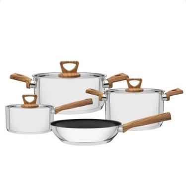 Imagem de Jogo de Panelas 4 Peças Tramontina Brava Antiaderente em Aço Inox com 