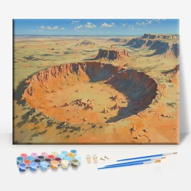 Imagem de METEOR CRATER ARIZONA Tela Emoldurada DIY Kit de Pintura por Números Bar Café Caverna Casa Parede Banheiro Varanda Pátio Decoração Presente, 40,6 x 30,5 cm