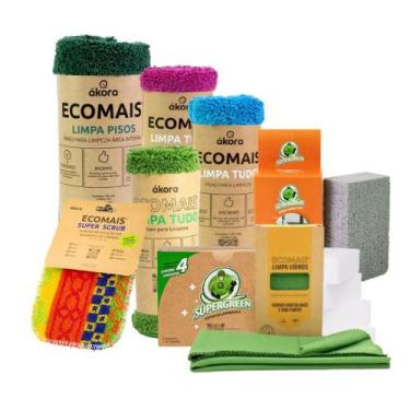 Imagem de Kit Ákora Completo Ecomais Limpeza Prática de Pisos, Vidros e Mais com