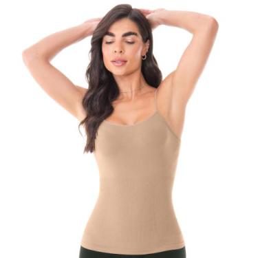 Imagem de Regata Slim Modeladora sem Costura Bege Zee Rucci - ZEE BASICOS, GG