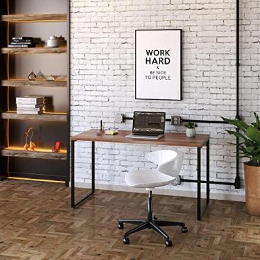 Imagem de Mesa para Escritório Office Estilo Industrial 1,35m, Trevalla, Kuadra, Nogal/Est.Preta