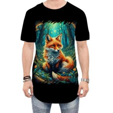 Imagem de Camiseta Longline Raposa na Floresta Fofa Desenhada 4 - Kasubeck Store