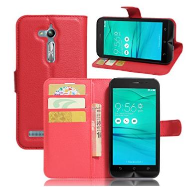 Imagem de Capa carteira ASUS Zenfone Go/ZB500KL, capa carteira flip de couro PU premium com compartimento para cartão, suporte e fecho magnético [capa interior à prova de choque de TPU] Compatível com ASUS
