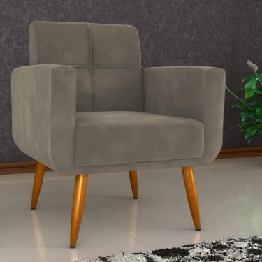 Imagem de Poltrona Decorativa Para Sala Lilian Veludo Cappuccino