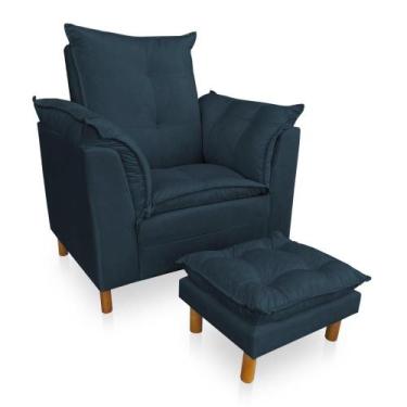 Imagem de Kit Poltrona Amamentação Sara e Puff Suede Azul Marinho SKY MOBILE - D