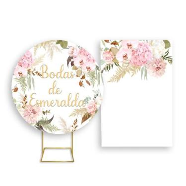 Imagem de Painel De Festa Redondo 1,50x1,50 + Painel Vertical 1,50x2,20 - Flores