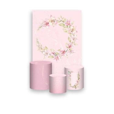 Imagem de Painel De Festa Vertical 1,50 x 2,20 + Trio De Capas Cilindro - Flores
