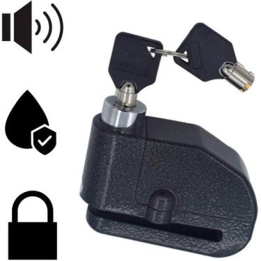 Imagem de Trava Cadeado Freio Disco Com Alarme Sonoro Moto Bike C/ Bateria Prova