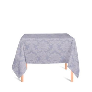 Imagem de Toalha de Mesa Quadrada em Tecido Jacquard Cinza Medalhão Tradicional 