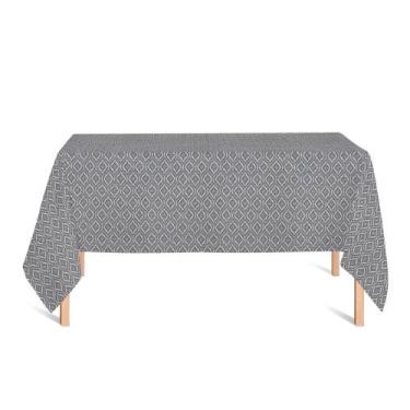 Imagem de Toalha de Mesa Retangular em Tecido Jacquard Estampado Arabesco Cinza,