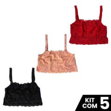 Imagem de Kit 5 Croppeds Rendado de Amamentação Maternidade Gestante Pós Parto M