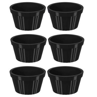 Imagem de Kit 6 Ramekins Canelado Preto 60ml Molheira 6,5x3,5cm Servir Uno Coza 
