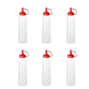 Imagem de Kit 6 Bisnagas para Molhos 400ml Plástica Ketchup Tampa Verm - Plasval