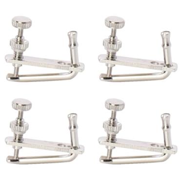 Imagem de 4 peças de afinador de cordas para violino, afinador fino, ajustador de cordas de violino, clipe de afinador de violino, peças de reposição para violino 1/2, prata