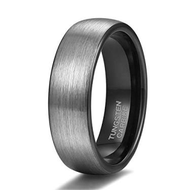 Imagem de TRUMIUM Anéis de tungstênio de 4 mm, 6 mm, 8 mm, para homens, mulheres, noivado, casamento, aliança de casamento escovada, preta, ajuste confortável, tamanho 4-15, Metal, Tungstênio