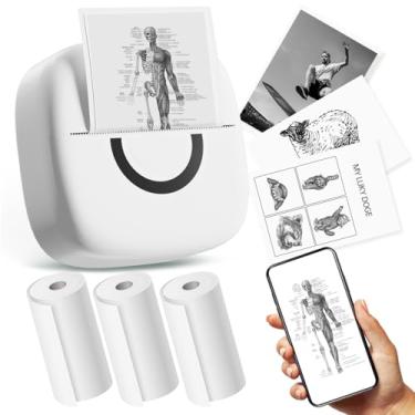 Imagem de Mini impressora de adesivos térmicos com 3 rolos de papel, cápsulas de impressão de telefone portátil Bluetooth, fabricante de adesivos de estudo para fotos, diários, faça você mesmo, compatível com