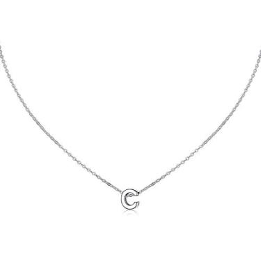 Imagem de MOMOL Colar com inicial pequena para mulheres, colar de aço inoxidável, com letras minúsculas, colar com nome personalizado, Metal, Sem Pedra Preciosa