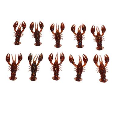 Imagem de Crawdad Isca macia, 10 peças iscas artificiais de camarão PVC, iscas elásticas de camarão para pesca de robalo, verde, um pacote com dez iscas portáteis (pacote com dez)