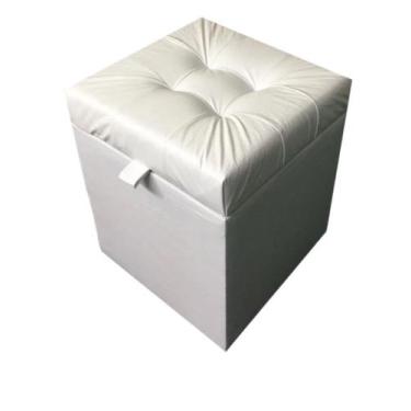 Imagem de Puff baú quadrado 1 lugar 36x36 cm branco material sintético - NS
