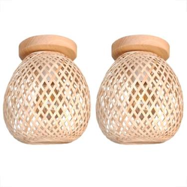 Imagem de 2 Luminaria Fibra Natural Bambu Artesanal Plafon Nat93