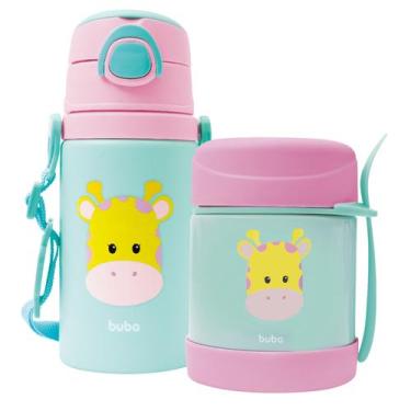 Imagem de Kit Buba Pote comida 320ml e Copo Térmico Animal Fun 400ml Buba - Moas