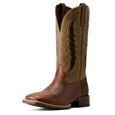 Imagem de ARIAT Bota masculina Dakota Venttek bordada bico quadrado sem cadarço cano médio - preta, marrom, Beasty marrom/marrom bomber, 38