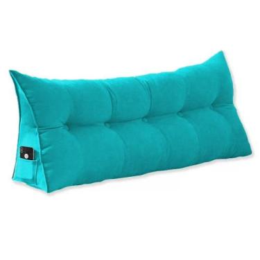 Imagem de Almofada Cabeceira Ana Cama Queen 160cm Suede Azul Turquesa Mz Decor -