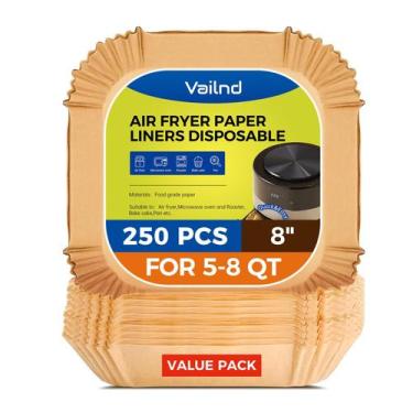 Imagem de Forros de fritadeira Air Fryer Valind, quadrados de 8 polegadas, 250 u