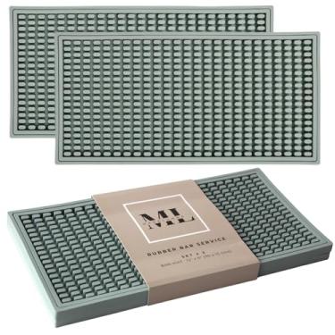 Imagem de MARELUNNA Pacote com 2 tapetes pequenos de barra de café 15 x 30 cm. Tapetes de barra de borracha para bancada. Tapete de serviço de bar de 1 cm de espessura. Tapete superior de barra de secagem de