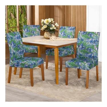 Imagem de Kit Capa de Cadeira Estampada 4 Lugares Malha Gel - Lenharo Enxovais, 