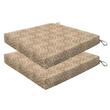 Imagem de Honeycomb Essentials Conjunto de almofada quadrada para ambientes externos, 48 cm x 48 cm, almofada para cadeira de pátio em amêndoa