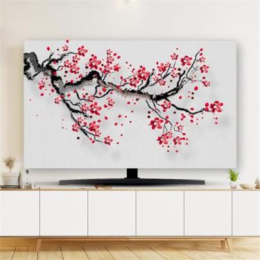 Imagem de Capa de TV Capa contra poeira interna elástica LCD/LED Capas de TV com impressão minimalista moderna capa de TV montada na parede capa protetora - Flores||65 polegadas