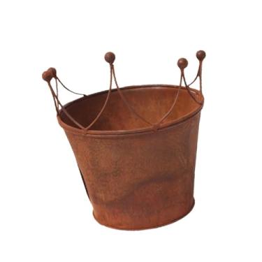 Imagem de Ｂｅｓｇａ Vaso de ferro para plantas, vaso de flores clássico desgastado, de flores rústico, pequeno vintage para porta da frente, decoração de casa, casamento, 17x17x20cm