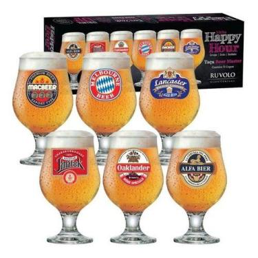 Imagem de Jogo 6 Taças Beer Master Estampada Cerveja Happy Hour Ruvolo