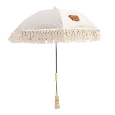 Imagem de Fafeicy Parasol de Carrinho Infantil Elegante, Guarda -chuva Solar Em Renda Ajustável, Melhor Proteção da Proteção Solar, Excelente Verão para Crianças (Urso)